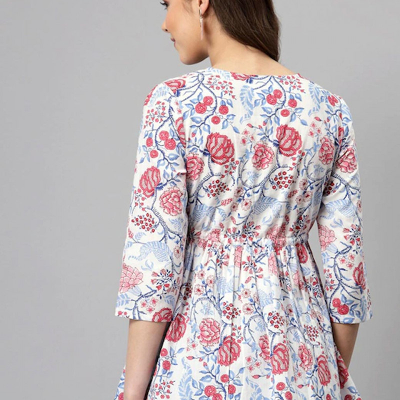 White and red longline wrap top